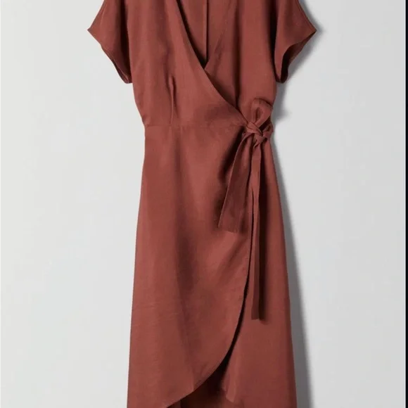 Wilfred Rust Brown Wrap Midi Dress - Picture 1 of 8
